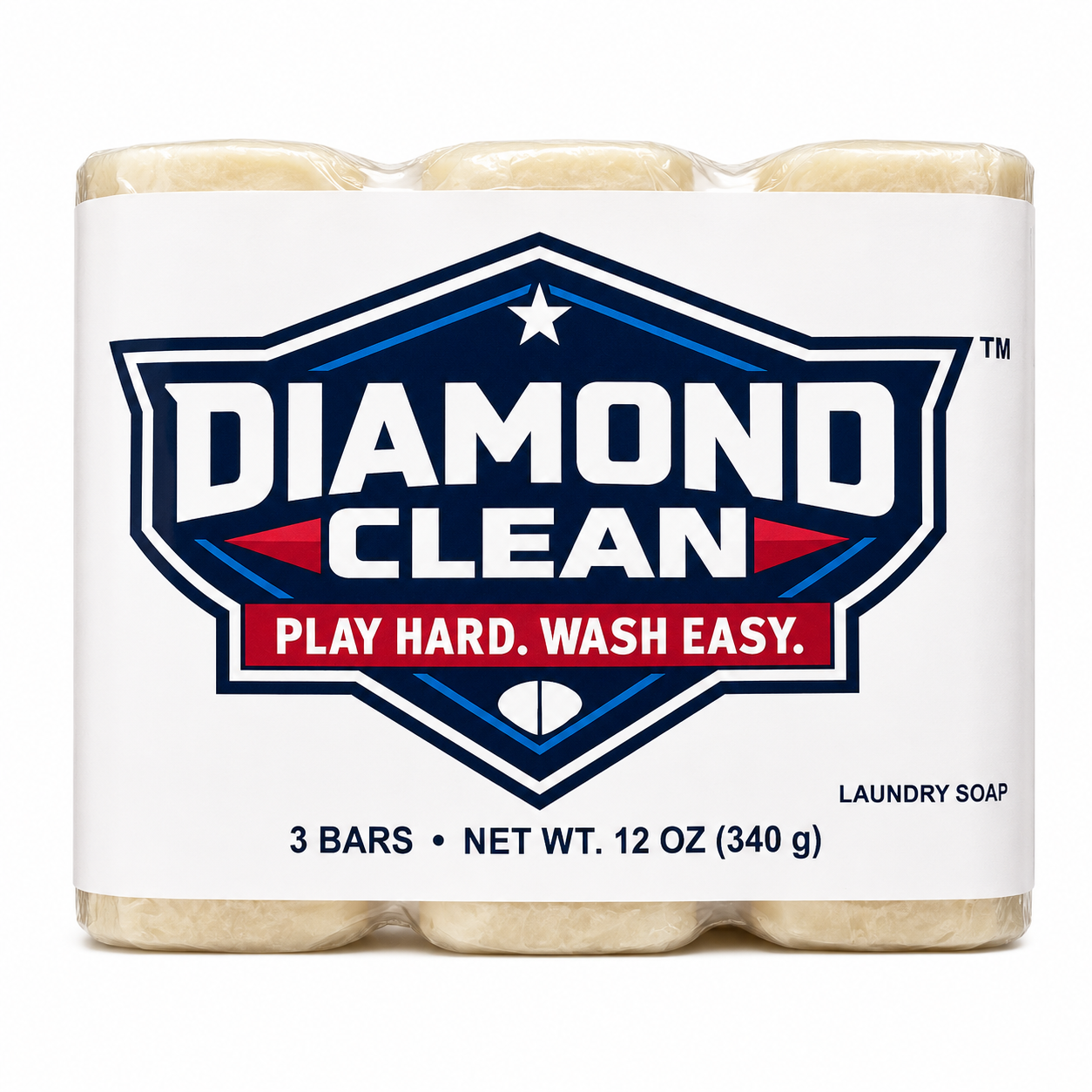 Diamond Clean 3-bar laundry soap package